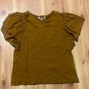 Women's Brown Puff Sleeve Top